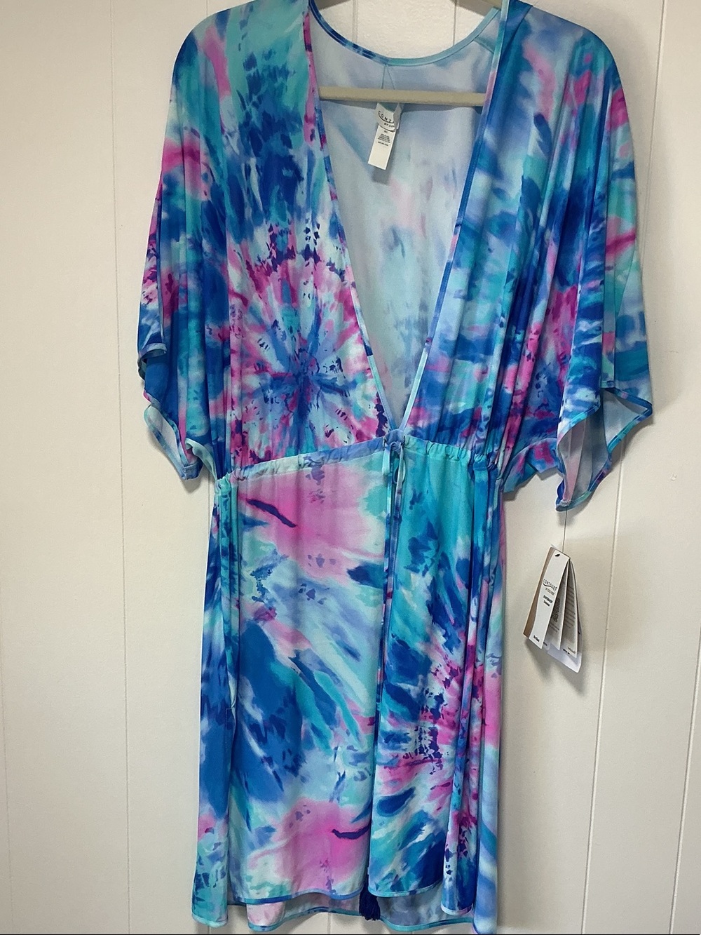 Coco Reef Pastel Tie-Dye V-Neck Cover-Up in Blue and Pink